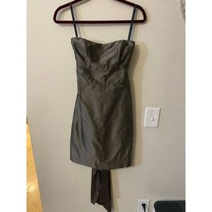 Jenny Yoo Collection Strapless Silver Dress with Tie in back